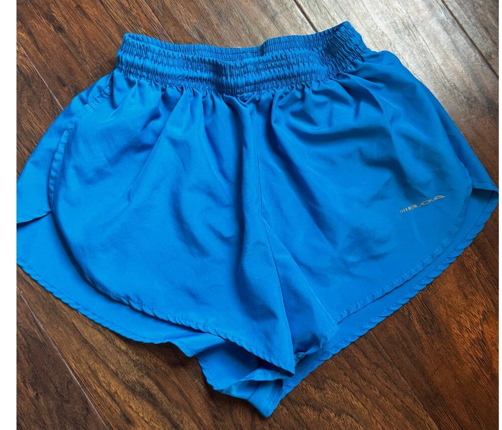 Womens B.O.A Solid 1" Elite Split Shorts Running Workout Gym Blue XS lined